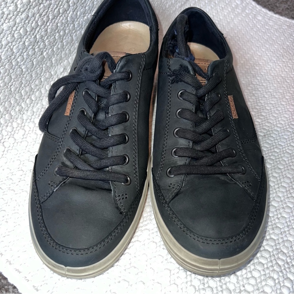 Ecco. Leather shoes black with white sole. Size 9